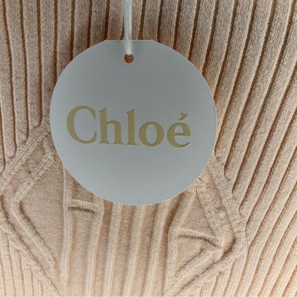 NWT CHLOE Ribbed Knit Collar Jumper Sweater Peach Gold 4 - Picture 5 of 13